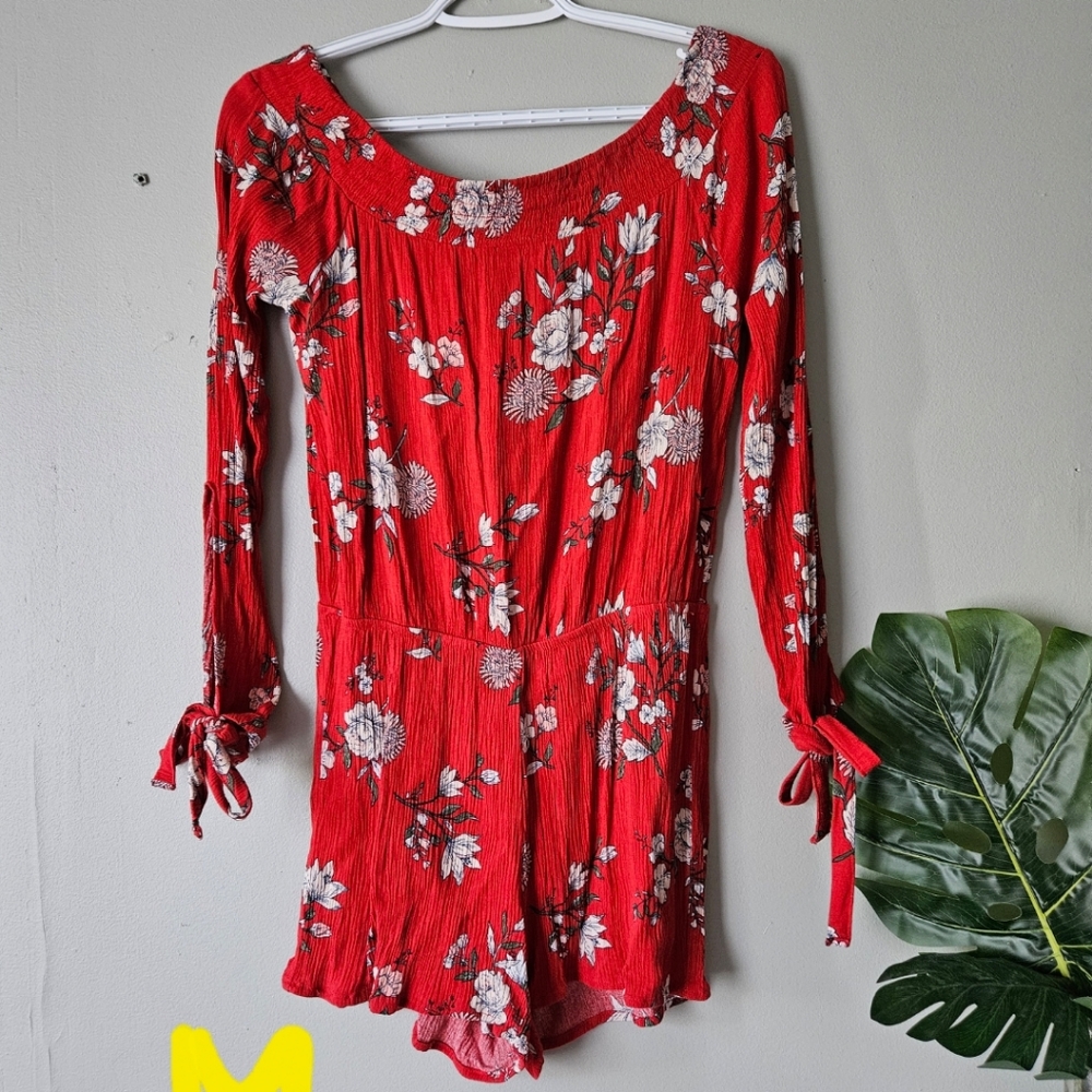 Sky and Sparrow Red Floral Romper